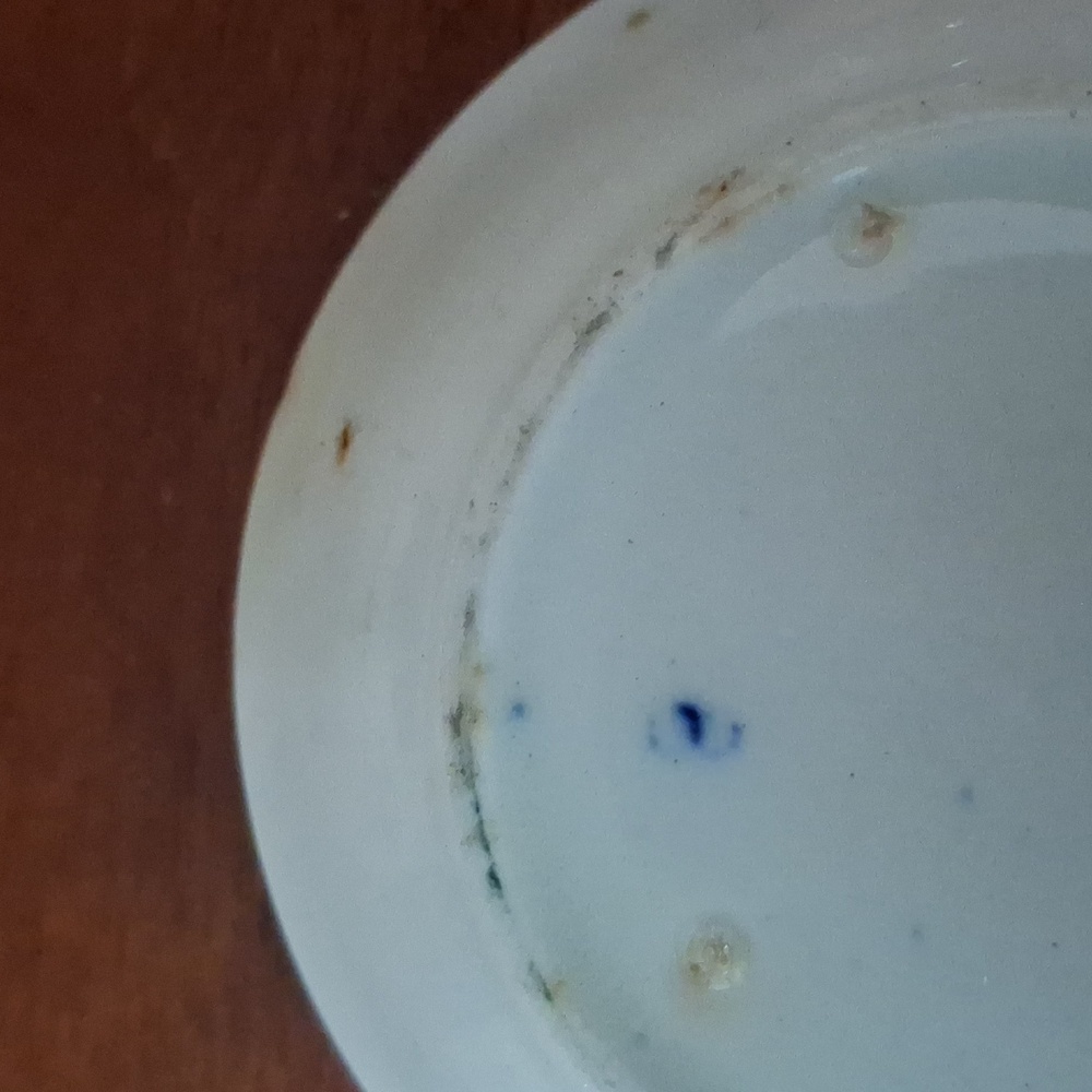 Saffordshire Flow Blue Floral 3 Inch Antique Dish - Picture 6 of 7